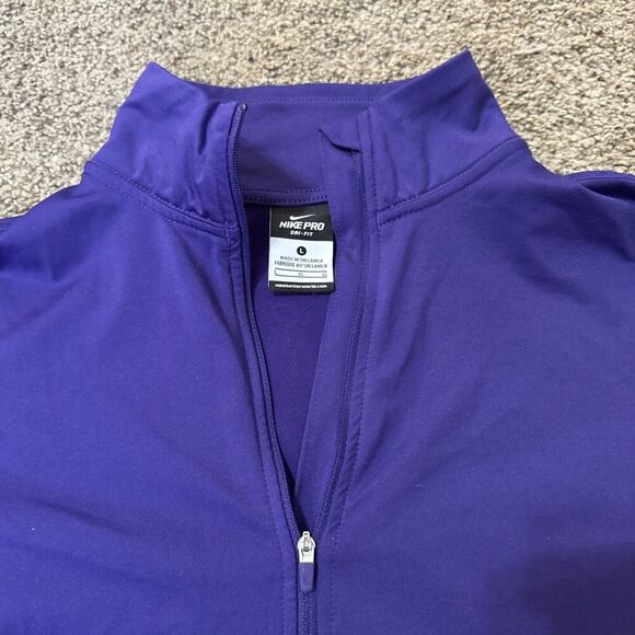 Nike Pro Aztec Geometric Tribal Purple Quarter Zip Large Dri Fit Stretch Wicking - Picture 3 of 11